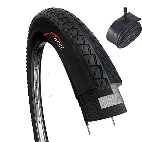 Mountainbike-Reifen : Fincci Set 26 x 2, 10 Zoll 54-559 Slick Reifen mit Autoventil Schläuche für Cityräder Rennräder Mountain MTB Hybrid Fahrrad