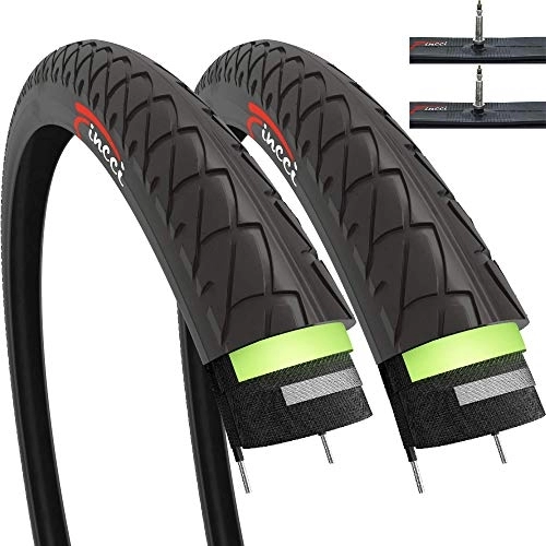 Mountainbike-Reifen : Fincci Set Paar 26 x 1, 95 Zoll 50-559 Slick Reifen mit Sclaverandventil Schläuche und 3 mm Pannenschutz für Cityräder Rennräder Mountain MTB Hybrid Fahrrad (2er Pack)