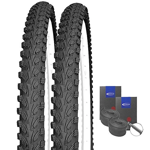 Mountainbike-Reifen : KENDA Set: 2 x K898 schwarz MTB Reifen 26x1.95 + Schwalbe SCHLÄUCHE Rennradventil