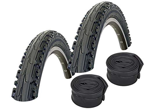 Mountainbike-Reifen : KENDA Set: 2 x Kross K847 Fahrradreifen SEMI-Slick 50-559 / 26x1.95 + Conti SCHLÄUCHE Rennradventil