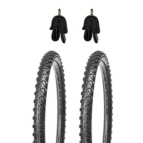 Mountainbike-Reifen : Kujo 2 Fahrradreifen MTB 24 Zoll Reifen 24x1.95+2xSchlauch mit DV(35mm)