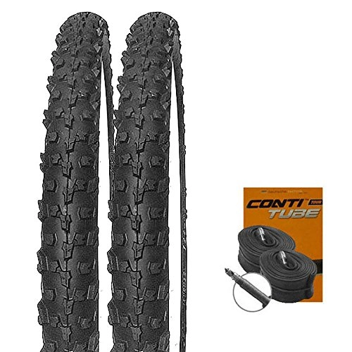 Mountainbike-Reifen : Mitas Set: 2 x Neptune Fahrrad MTB Reifen 26x2.10 (54-559) + Conti SCHLÄUCHE Rennradventil