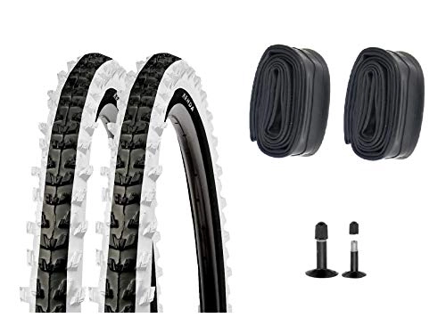 Mountainbike-Reifen : P4B | 2X 20 Zoll Fahrradreifen (50-406) mit AV Schläuchen in Schwarz / Weiß | 20 x 2.00 | Sehr guter Grip in Allen Situationen | Hohe Laufruhe | Für Mountainbike