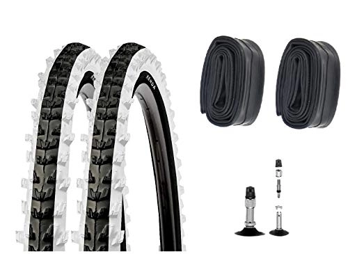 Mountainbike-Reifen : P4B | 2X 20 Zoll Fahrradreifen (50-406) mit DV Schläuchen in Schwarz / Weiß | 20 x 2.00 | Sehr guter Grip in Allen Situationen | Hohe Laufruhe | Für Mountainbike