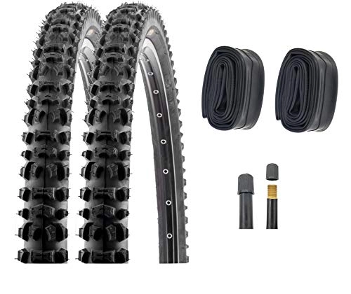 Mountainbike-Reifen : P4B | 2X 26 Zoll Fahrradreifen (54-559) mit AV Schläuchen | 26 x 2.10 | Mit seitlichen Stollen für ordentlichen Grip in den Kurven