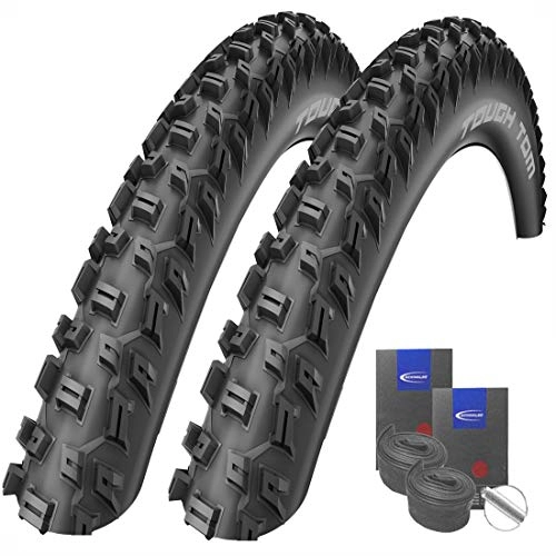 Mountainbike-Reifen : Reifenset : 2 x Schwalbe Tough Tom MTB-Reifen Stollenprofil 26x2.25 / 57-559 + Schwalbe SCHLÄUCHE Autoventil