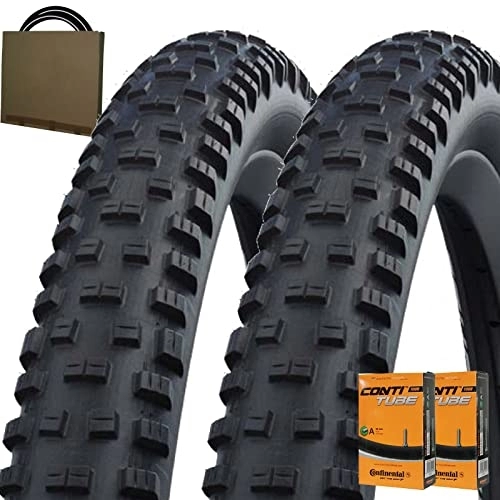 Mountainbike-Reifen : Schwalbe Fahrrad MTB Reifen Tough Tom HS463 29x2.35 | 60-622 schwarz + AV Schlauch (Set 2 Stück)