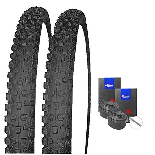 Mountainbike-Reifen : Set: 2 x Kenda Blue Groove MTB Reifen Stollenprofil 26x2.35 + Schwalbe SCHLÄUCHE Autoventil