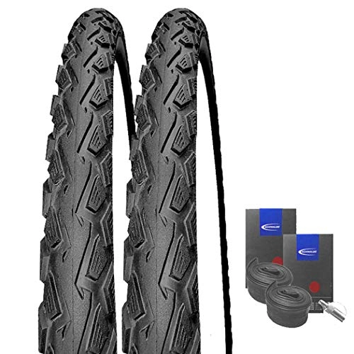 Mountainbike-Reifen : Set: 2 x Schwalbe Land Cruiser schwarz Reifen 26x2.00 / 50-559 + Schwalbe Schläuche Dunlopventil