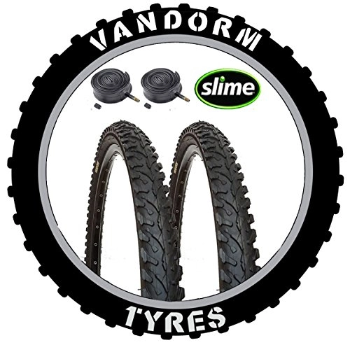Mountainbike-Reifen : Vandorm Hard Track 26 Zoll x 1, 95 Zoll Noppenreifen (Paar) und Presta Schläuche – P1084 x 2