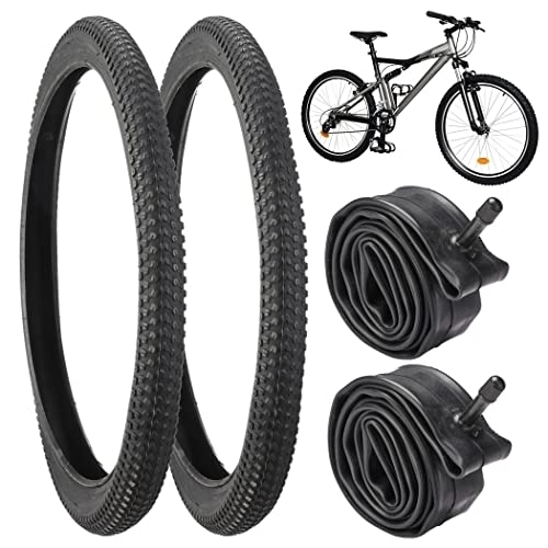 Mountainbike-Reifen : yeesport 2 Stück Mountainbike-Reifen 50, 8 x 5 cm mit 2 Stück Fahrradschläuchen, 50, 8 x 4, 4 cm-5, 4 cm AV 32 mm Ventil, Strand-Cruiser-Fahrradreifen