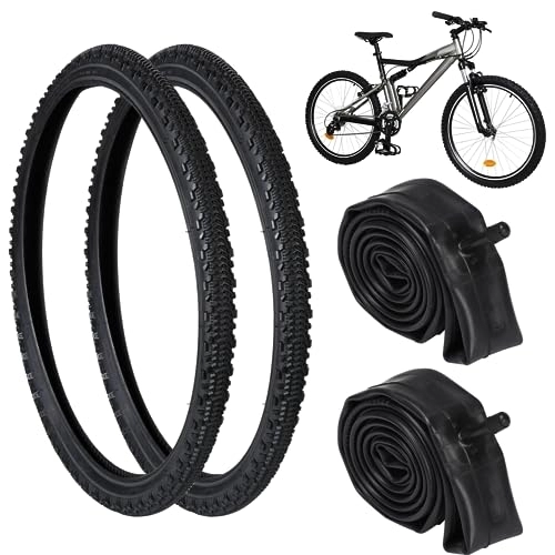 Mountainbike-Reifen : yeesport Mountainbike-Reifen, 66 x 5 cm, mit 2 Fahrradschläuchen, 66 x 4, 8 - 5, 4 cm, AV 32 mm Ventil, Ersatz-Reifen und Schläuche, pannensichere Fahrradreifen