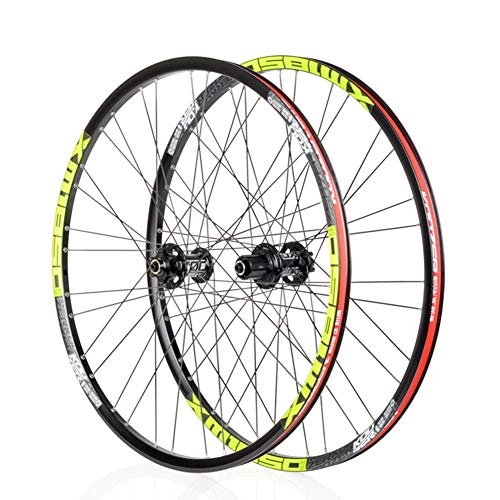 Mountainbike-Räder : 26"Mountain Bike Wheel Ultra Light 72 Ring Quick Release 4 Palin Aluminum Alloy Wheels, Black / Green