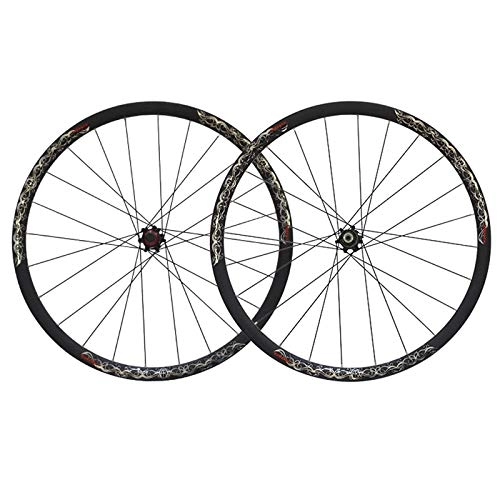 Mountainbike-Räder : 26 Zoll Mountainbike Laufradsatz Aluminiumlegierung + Kohlefaser MTB Vorderrad Und Hinterrad Räder Scheibenbremse Schnellspanner 7 8 9 10 Fach (Color : Black)