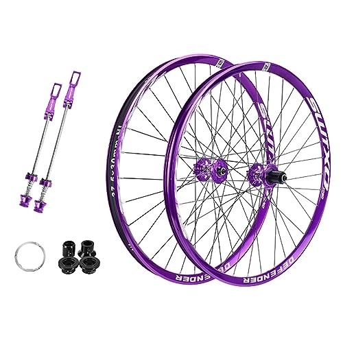 Mountainbike-Räder : DFNBVDRR 26 / 27.5'' Mountainbike-Laufradsatz Aluminium-Legierung Felge Schnellspanner / Steckachse Scheibenbremsen-Laufräder 7-12 Gang MTB / AM / XC-Laufräder (Color : Purple A, Size : 26IN)