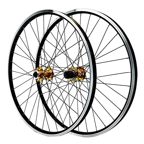 Mountainbike-Räder : DYSY V-Bremse MTB Fahrrad Laufradsatz 26 / 27, 5 / 29 Zoll, Doppelwandig Aluminiumlegierung Hybrid- / Mountainbike QR 9 X 100 Mm Nabe Für 7 / 8 / 9 / 10 / 11 Geschwindigkeit (Farbe : Gold, Size : 27.5 inch)