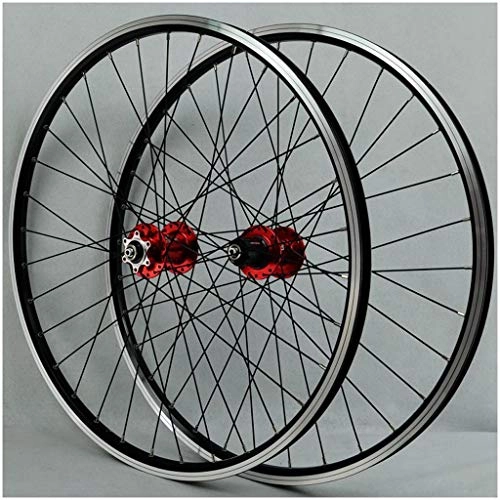 Mountainbike-Räder : HWL 26 Zoll MTB Fahrradradsatz, Scheiben- / V-Bremse Doppelwandig Aluminiumlegierung Rad Fahren 32-Loch-Felge 7 / 8 / 9 / 10 Kassette (Color : Red, Size : 26inch)