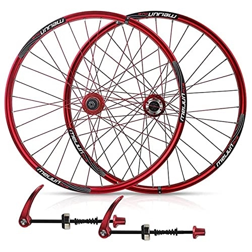 Mountainbike-Räder : IOPY 26-Zoll-Aluminiumlegierung Mountainbike Laufradsatz Scheibenbremse Schnellspanner 7 / 8 / 9 / 10-fach Kassette Schwungrad 32 Loch (Color : Red, Size : 26in)