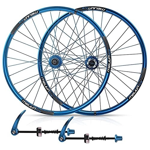 Mountainbike-Räder : IOPY 26-Zoll-Scheibenbremse Mountainbike Laufradsatz Aluminiumlegierung Schnellspanner 7 / 8 / 9 / 10-fach Kassette Schwungrad 32 Loch (Color : Blue, Size : 26in)