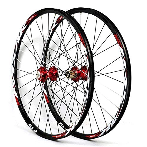 Mountainbike-Räder : LHLCG 27.5"Mountain Bike Wheel Aluminum Alloy Double Rims Disc Brake, Reddrumredlabel
