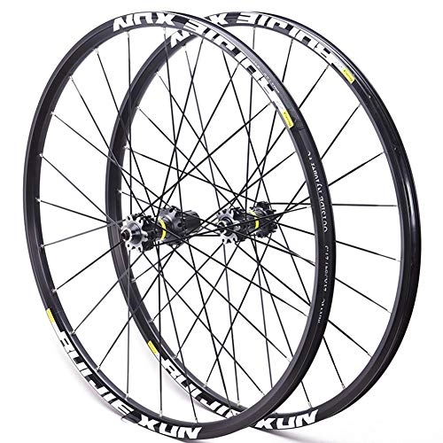 Mountainbike-Räder : LHLCG Mountain Bike Wheel Set Aluminum Alloy Ultralight Wheels Black Spokes Blacks Circle, BlackFlowerdrum, 26