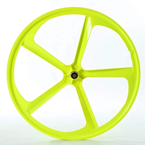 Mountainbike-Räder : Mountain Bike 700C Rennrad Magnesium-Titan-Legierung Integrierte Wheel Set leicht for Fixed Gear Fahrräder Schnellspanner Scheibenbremsen / V-Bremsen 5-Blatt (Vorder- und Hinterräder) (Color : Yellow)