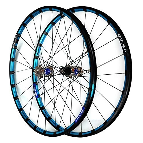 Mountainbike-Räder : Mountainbike Radsatz 26 / 27, 5 Zoll CNC Farbe Rand Scheibenbremse MTB Vorderrad Hinterrad Rad 7 8 9 10 11 12 Fach Kassette Schnellspanner (Color : Blue b, Size : 26in)