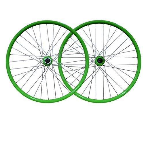 Mountainbike-Räder : Mountainbike Radsatz 26 Zoll Schnellspanner Fahrrad Vorderrad + Hinterrad Räder Aluminiumlegierung Doppelwandig Rand Schnellspanner 7 8 9 Fach (Color : Green)