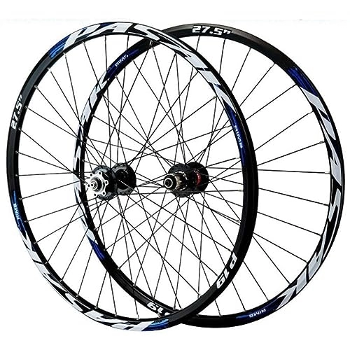 Mountainbike-Räder : MYKINY 26 / 27, 5 / 29 Zoll MTB Laufradsatz, 32 Loch Fahrradnabe Mountainbike Räder Aus Aluminiumlegierung Scheibenbremse 7 / 8 / 9 / 10 / 11-Gang-Turmrad Wheels (Color : Black Blue, Size : 27.5inch)