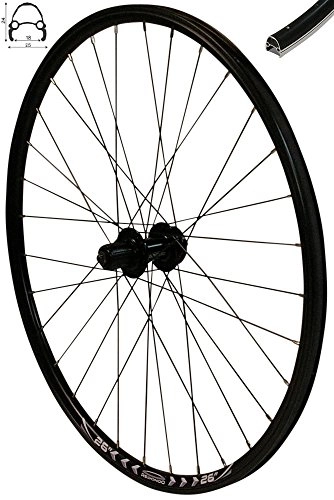 Mountainbike-Räder : Redondo 26 Zoll Hinterrad Laufrad Fahrrad V-Profil Felge Schwarz 6-Loch Disc