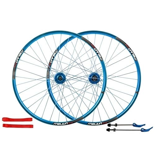 Mountainbike-Räder : SHKJ 26 Zoll Mountainbike Laufradsatz Scheibenbremse Doppelwandige Leichtmetallfelge MTB Fahrrad Vorderrad Hinterrad QR Nabe 32H Für 7 / 8 / 9 / 10 Gang Kassette (Color : 26inch Blue)