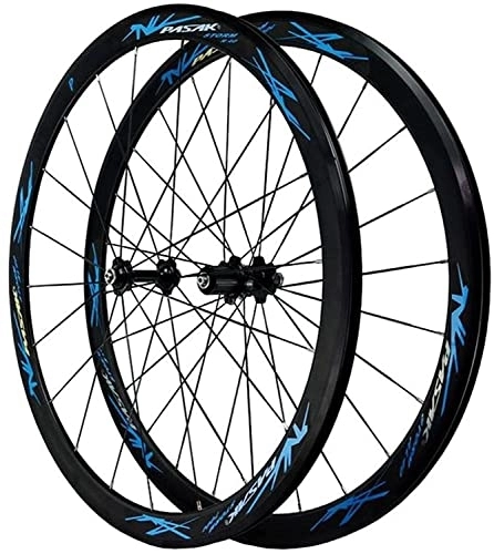 Mountainbike-Räder : UPVPTK 700C-Radsatz, Kohlefaser-Rennrad-Räder 40mm Matte 20mm Breite geeignet 7-12 Geschwindigkeitskassette Qr. Mountainbike-Radsatz. Wheels (Color : Black hub Blue, Size : 700C)