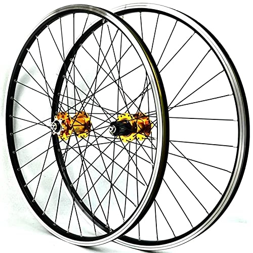 Mountainbike-Räder : YUDIZWS Laufradsatz 26 / 27.5 / 29 Zoll MTB V-Brake Scheibenbremse Abgedichtetes Lager Fahrrad-Rad 7-12 Geschwindigkeit Kassette 32 Loch Felge (Color : Gold, Size : 29inch)