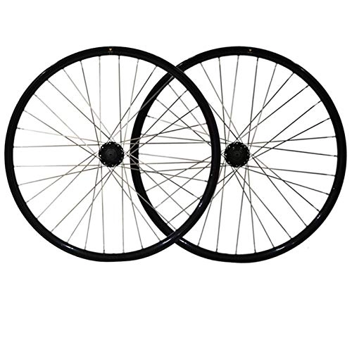 Mountainbike-Räder : Zatnec 26 Zoll Fahrrad Laufradsatz, Vorderrad + Hinterrad MTB Doppelwandige Alufelge Scheibenbremse Schnelle Veröffentlichung 32 Loch Für 7-8-9 Geschwindigkeit (Color : Black)