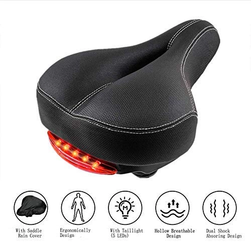 Mountainbike-Sitzes : Bike Saddle Taillight Memory Foam Padded Comfortable Breathable Replacement Shock Absorber Design geeignet for Mountain Bikes Road Bikes Etc.
