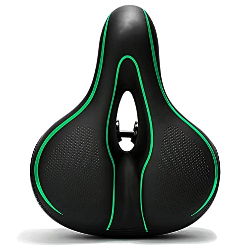 Mountainbike-Sitzes : CBARFA Fahrradsitzkissen, Mountainbike-Sattelreitsitzkissen, Sitz-Fahrradsitz, verdickter hoher elastischer Schwamm, Hohl, atmungsaktiv, komfortabel und weich (Color : Green, Size : A)
