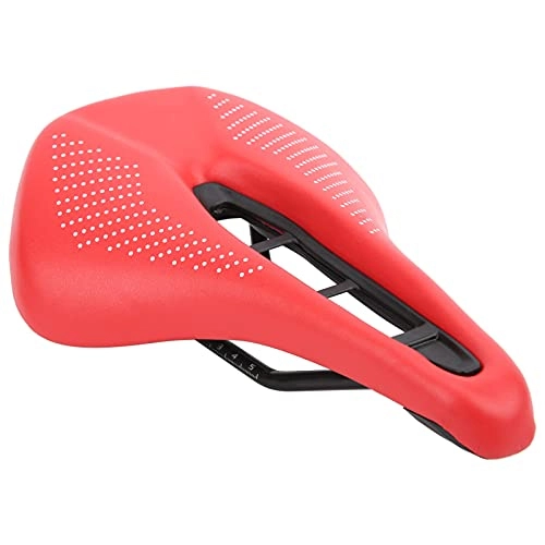 Mountainbike-Sitzes : FOLOSAFENAR Leder-Fahrradsitz, breites Heckflügel-Design, bequemer Fahrradsitz, reduziert Ermüdung mit breitem Kissen für Mountainbike(Rote und weiße Punkte)