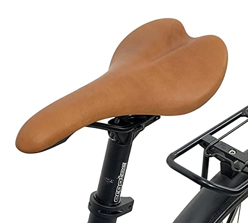 Mountainbike-Sitzes : Gusti Fahrradsattel Leder - Geraint T. Ledersattel Sattel weich Vintage Fahrrad Trekkingrad Rennrad MTB Haselnussbraun