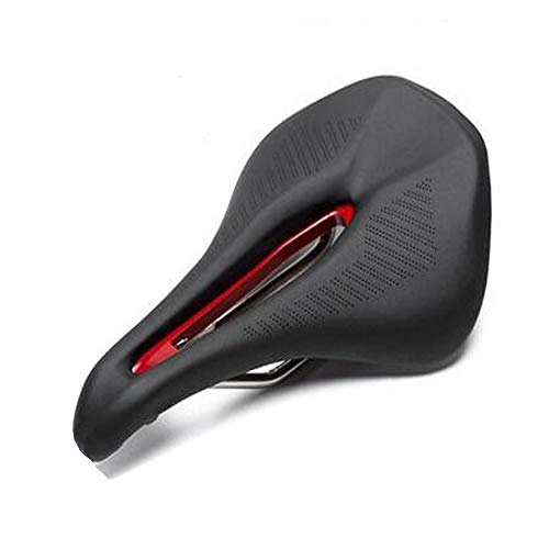 Mountainbike-Sitzes : Jinnuotong01 Fahrradsitzkissen, weiches und atmungsaktives hohles breites Sitzkissen, Mountainbike Rennrad Fahrradsitz (Color : Black+Red)