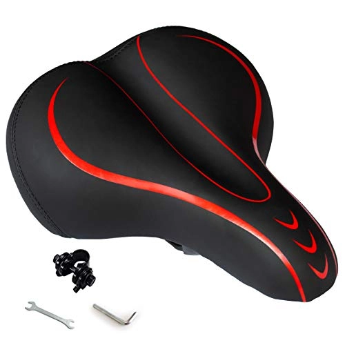 Mountainbike-Sitzes : OXYVAN Bike Seat Most Comfortable Universal Replacement Bicycle Seat Cushion Dual Shock Absorbing Ball Wide Bicycle Saddle for Men Women, Red
