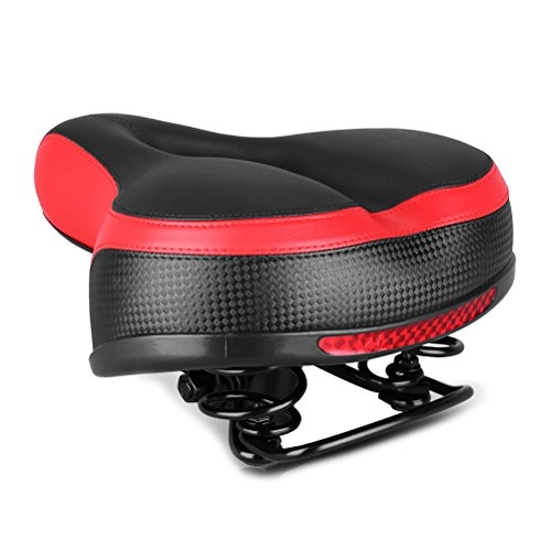 Mountainbike-Sitzes : VORCOOL Sattel Fahrradsattel Schwamm Stoßdämpfung Wasserdicht Fahrradsitz mit Reflektierende Aufkleber für Damen Herren Fahrrad Rennrad MTB BMX (Rot)