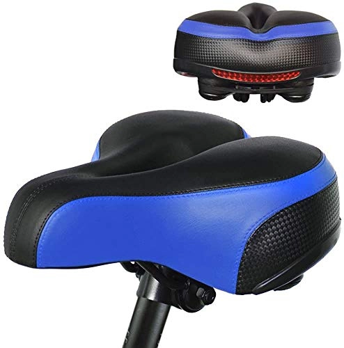 Mountainbike-Sitzes : XMJ Suitable for Road Bike and Mountain Bike Seats Saddles, Large Saddle with Reflective Stickers Trekking Bike Saddle, Blue