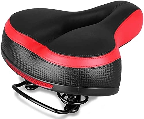 Mountainbike-Sitzes : ZXM Solider Fahrradsattel, großer Fahrradsitz mit weichem Kissen, passend für Rennräder, Mountainbikes und Indoor-Spin-Bikes, langlebig (Farbe: Rot)
