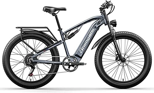 Elektrische Mountainbike : 26''Fat Tire Adults Electric Bike, 48V 15Ah Removable Built-in Li-lon Battery, BAFANG Rear Engine Snow Beach Mountain E Bike with Shimano 7-Speed