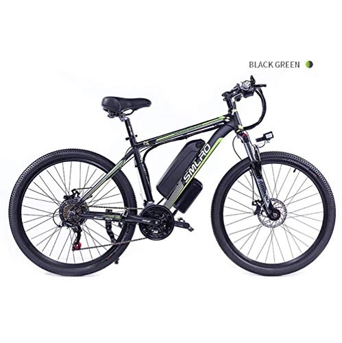 Elektrische Mountainbike : 26" Mountainbike E-Bike mit 350w 48v 10ah Abnehmbarer Akku Li-Ion Zellen, 50~70 Meilen Pedelec, 21-Gang, Kreuzfahrtmodus, Mechanische Scheibenbremsen vorne und hinten, Dark Green