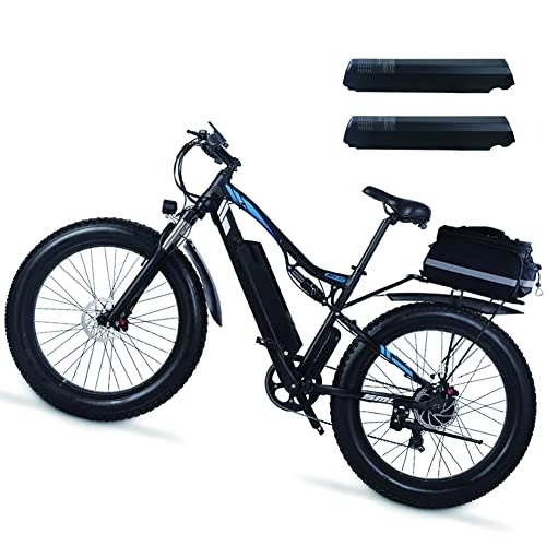 Elektrische Mountainbike : 26 Zoll ebike fetter Reifen Elektrofahrräder für Erwachsene E-Mountainbike 48 V 17 Ah herausnehmbare Lithium-Batterie, Vollfederung, elektrische Fahrräder, doppelte hydraulische Scheibenbremsen