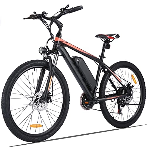 Elektrische Mountainbike : 26-Zoll-Elektrofahrrad / Elektro-Mountainbike, E-Bike für Erwachsene mit 250-W-Motor und 36-V-8-Ah-Lithium-Ionen-Akku, E-Bike für Herren und Damen, Shimano 21-Gang-Getriebe