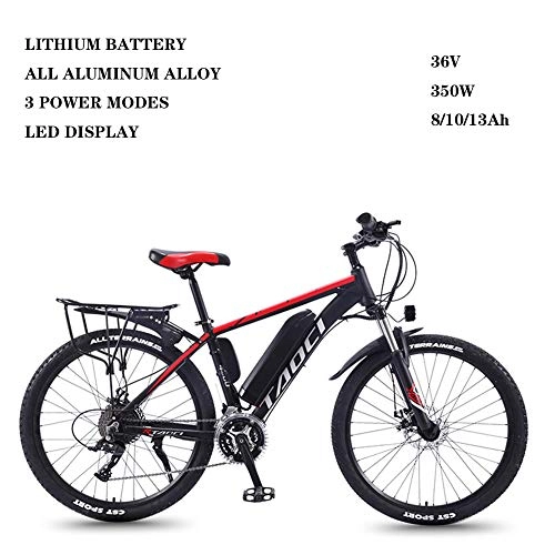 Elektrische Mountainbike : 26 Zoll Elektrofahrrder Fr Erwachsene Magnesiumlegierung Ebikes Fahrrder All Terrain 36V 350W Abnehmbare Lithium-Ionen-Batterie Mountain Ebike, Red-8AH50km