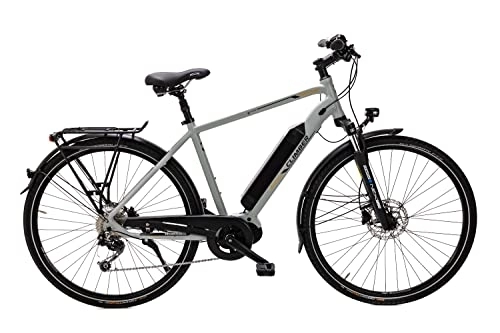 Elektrische Mountainbike : 28 Zoll Elektro Fahrrad E-Bike Climber Shimano 9 Gang Mittelmotor 80NM 504 Wh Grau