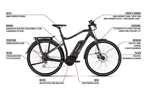 Elektrische Mountainbike : 28 Zoll Haibike SDURO Trekking 1.0 EBike Elektro Fahrrad Pedelec 400Wh Shimano 8 Gang Gr.S B-Ware